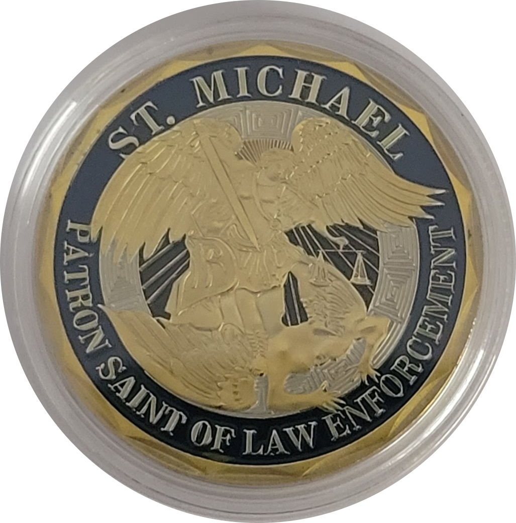 St Michael coin side one